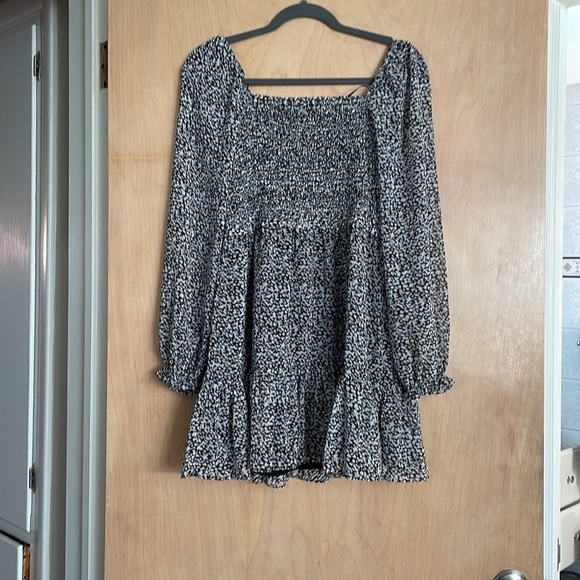 1.state Smock Bodice Ruffle Hem Long Sleeve Minidress Small, #6159269 - Picture 3 of 9